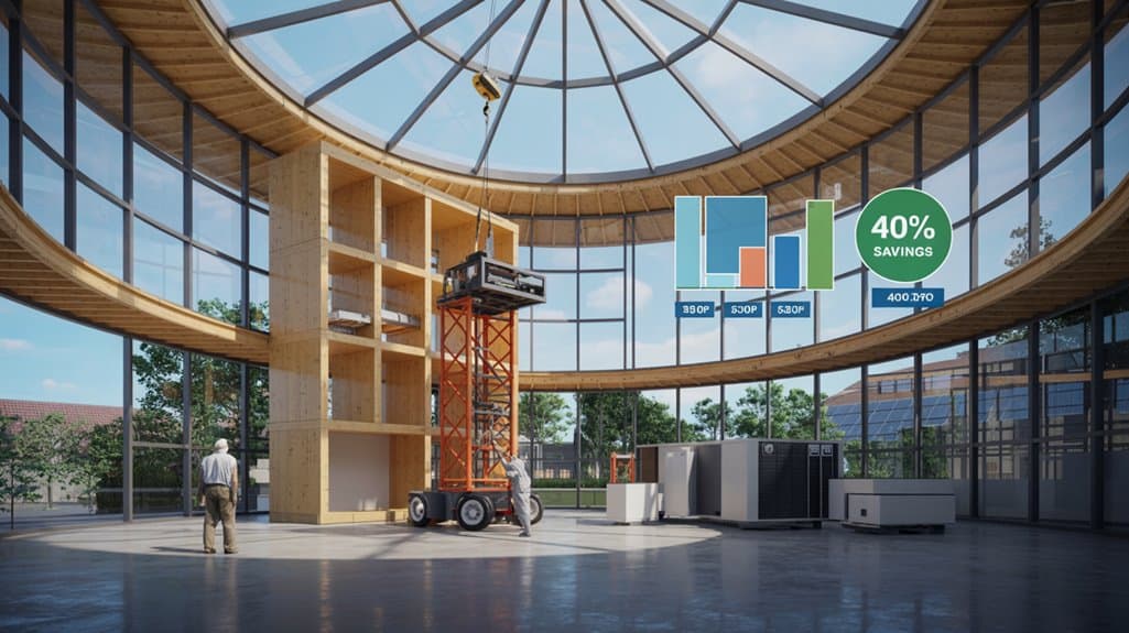 Elevator installation in modern glass atrium for innovative architectural design and sustainable construction.